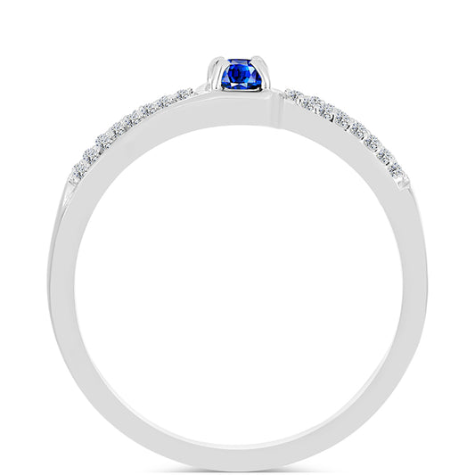 Anillo de Plata con Zafiro Azul Australiano y Topacio Blanco