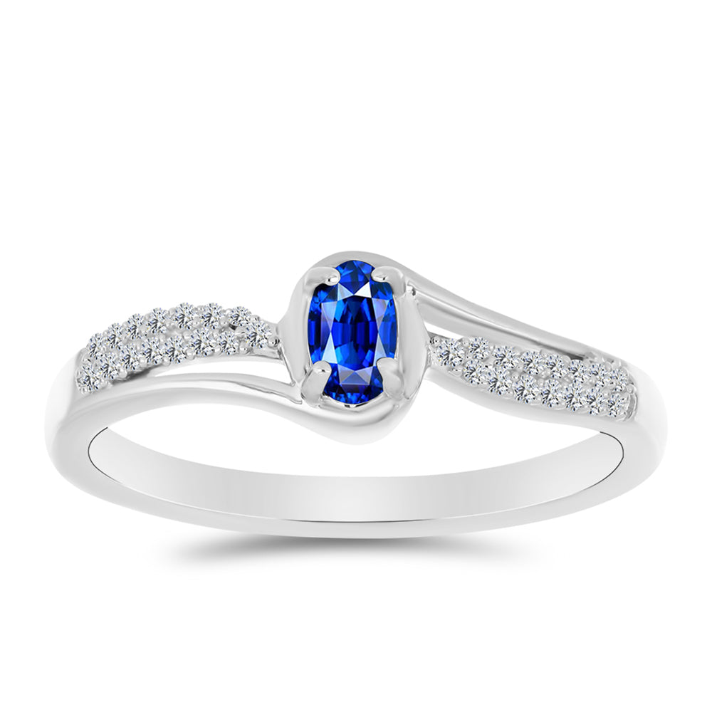 Anillo de Plata con Zafiro Azul Australiano y Topacio Blanco