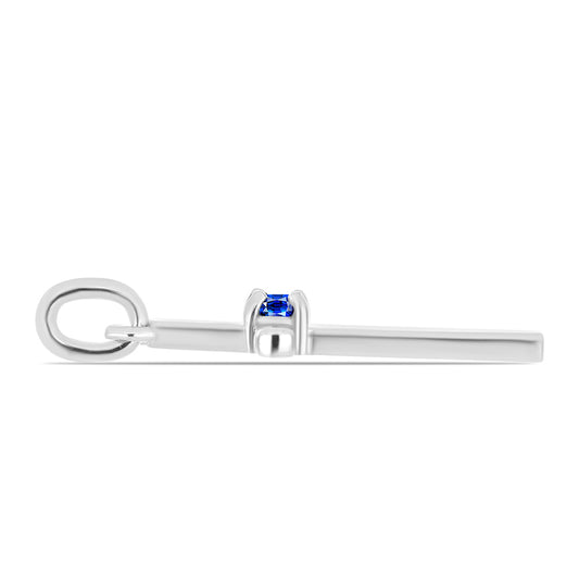 Cruz Colgante de Plata con Zafiro Azul Australiano