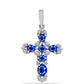 Cruz Colgante de Plata con Zafiro Azul Australiano y Topacio Blanco