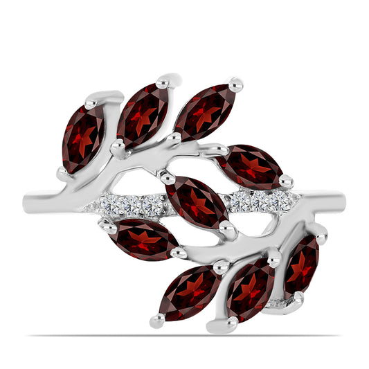 Anillo de Plata con Granate Barton y Topacio Blanco