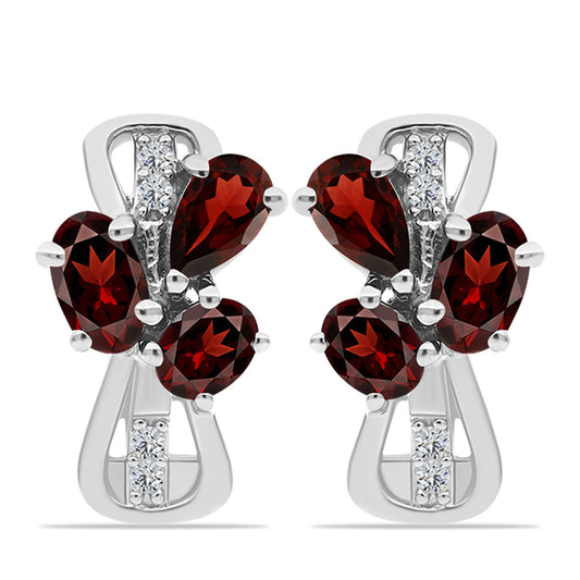 Pendientes de Plata con Granate Barton y Topacio Blanco
