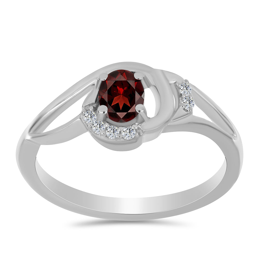 Anillo de Plata con Granate Barton y Topacio Blanco 3 