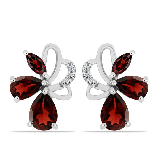 Pendientes de Plata con Granate Barton y Topacio Blanco