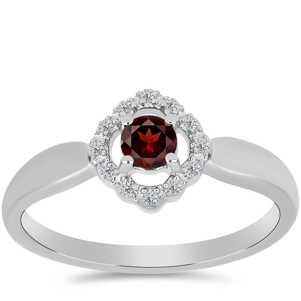 Anillo de Plata con Granate Barton y Topacio Blanco