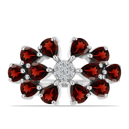 Anillo de Plata con Granate Barton y Topacio Blanco