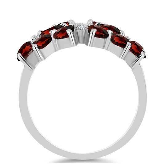 Anillo de Plata con Granate Barton y Topacio Blanco