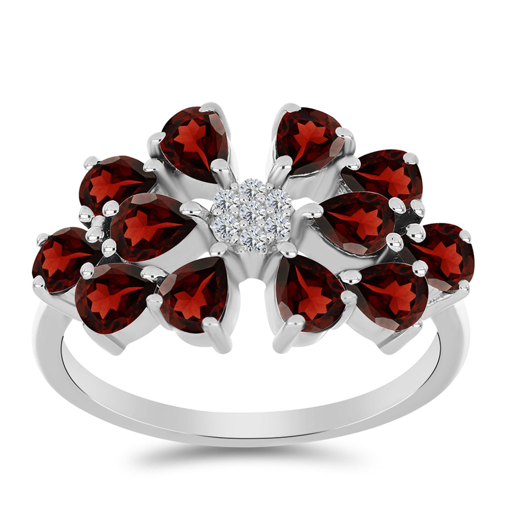Anillo de Plata con Granate Barton y Topacio Blanco 3 