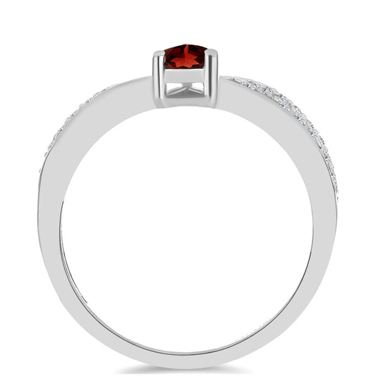 Anillo de Plata con Granate Barton y Topacio Blanco