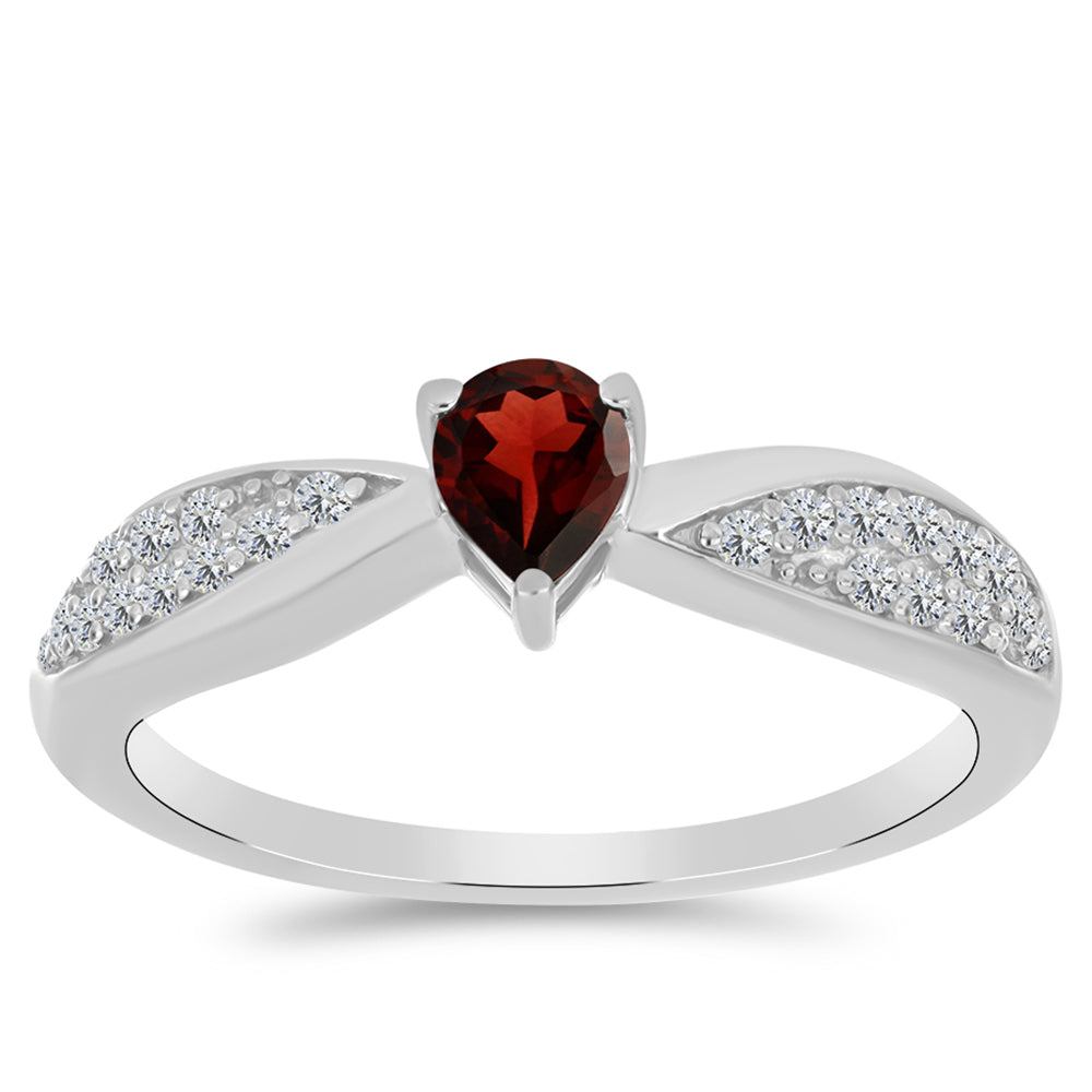 Anillo de Plata con Granate Barton y Topacio Blanco 3 