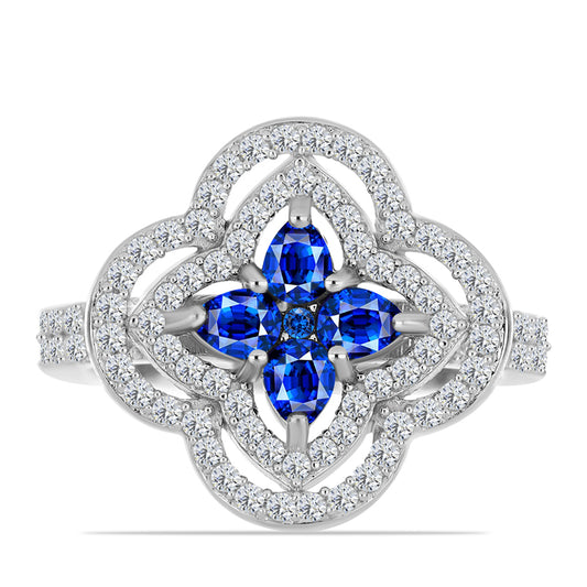 Anillo de Plata con Zafiro Azul Australiano y Topacio Blanco