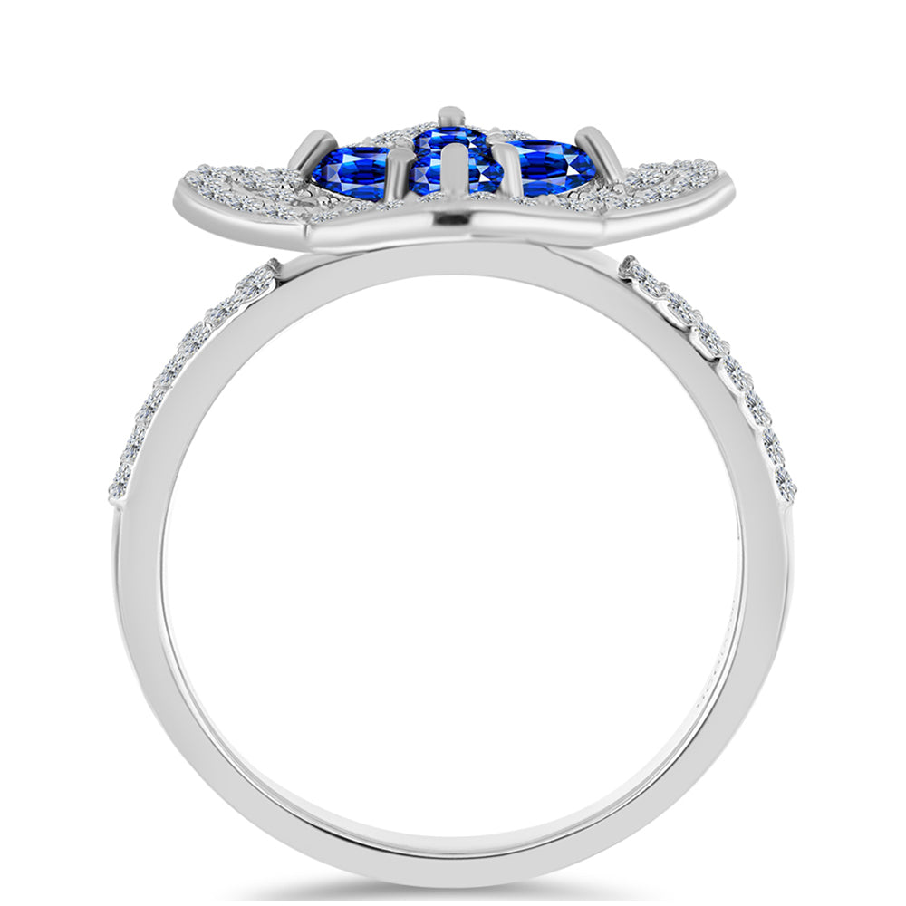 Anillo de Plata con Zafiro Azul Australiano y Topacio Blanco 2 