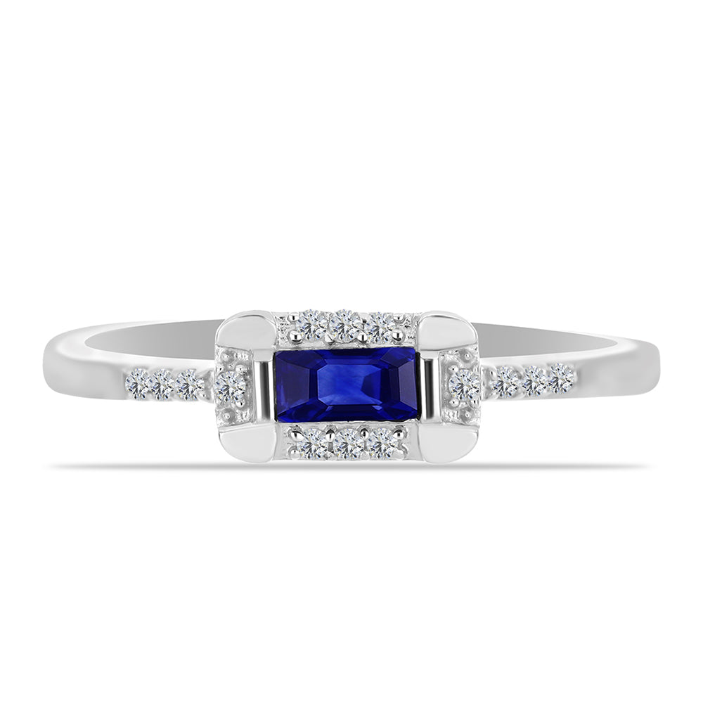 Anillo de Plata con Zafiro Azul Australiano y Topacio Blanco 1 
