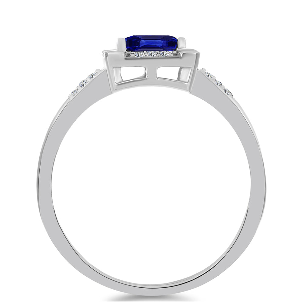 Anillo de Plata con Zafiro Azul Australiano y Topacio Blanco