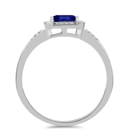 Anillo de Plata con Zafiro Azul Australiano y Topacio Blanco