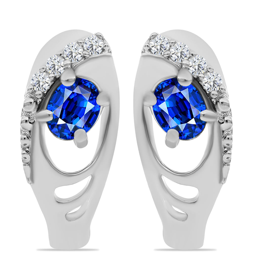 Pendientes de Plata con Zafiro Azul Australiano y Topacio Blanco