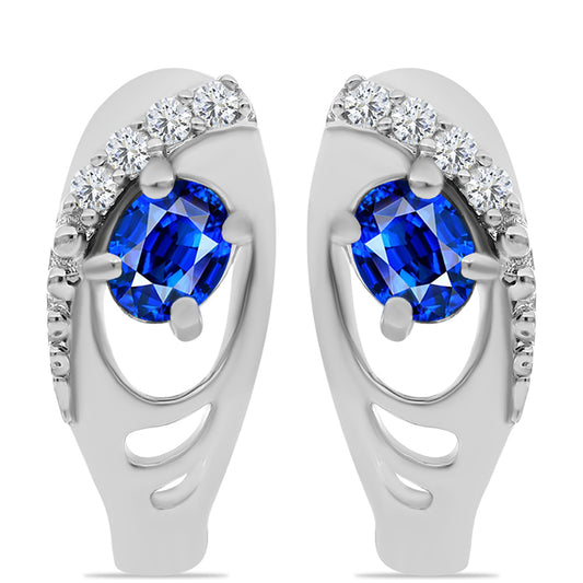 Pendientes de Plata con Zafiro Azul Australiano y Topacio Blanco