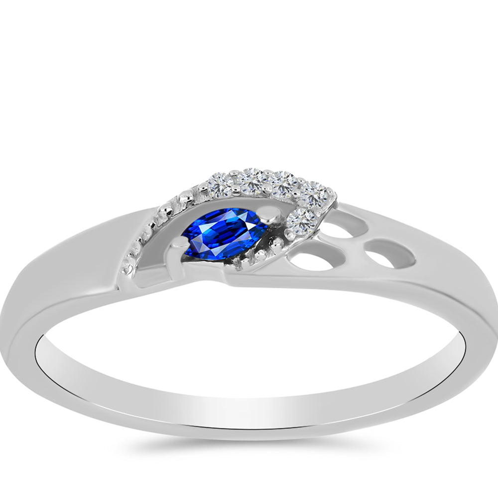 Anillo de Plata con Zafiro Azul Australiano y Topacio Blanco 3 