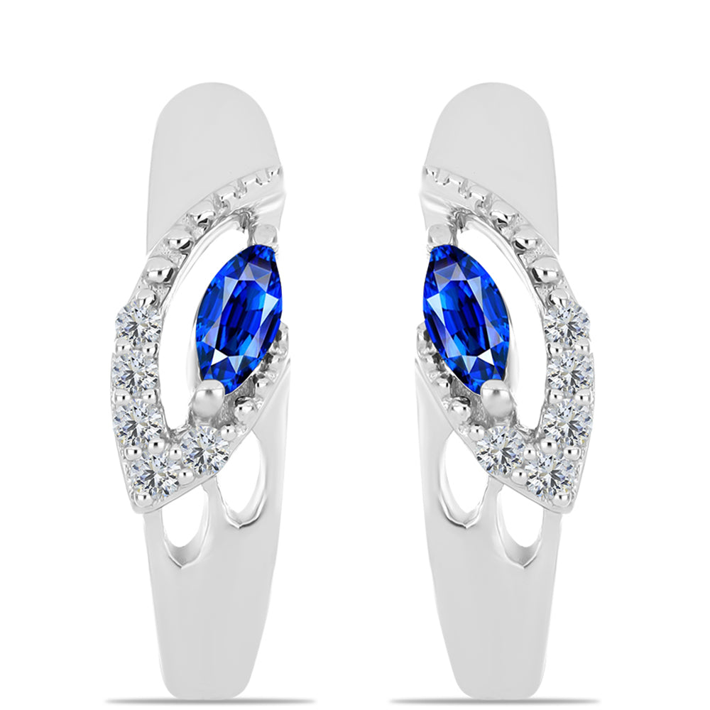 Pendientes de Plata con Zafiro Azul Australiano y Topacio Blanco