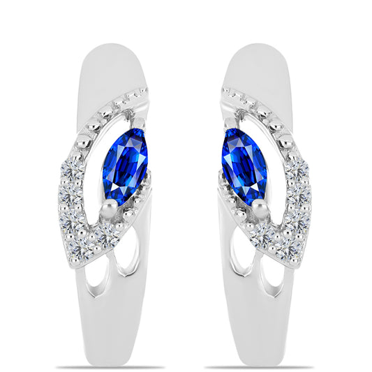 Pendientes de Plata con Zafiro Azul Australiano y Topacio Blanco