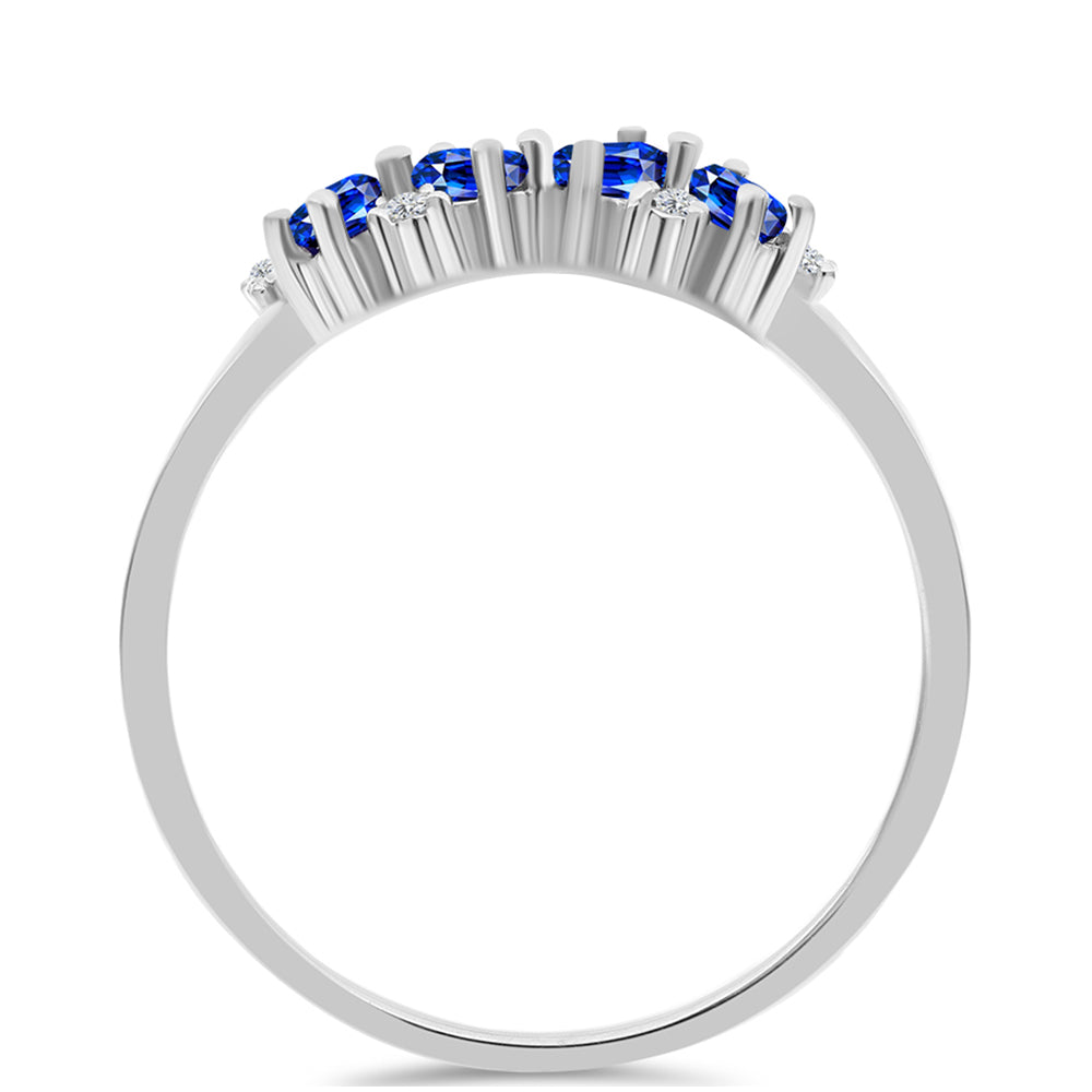 Anillo de Plata con Zafiro Azul Australiano y Topacio Blanco 2 