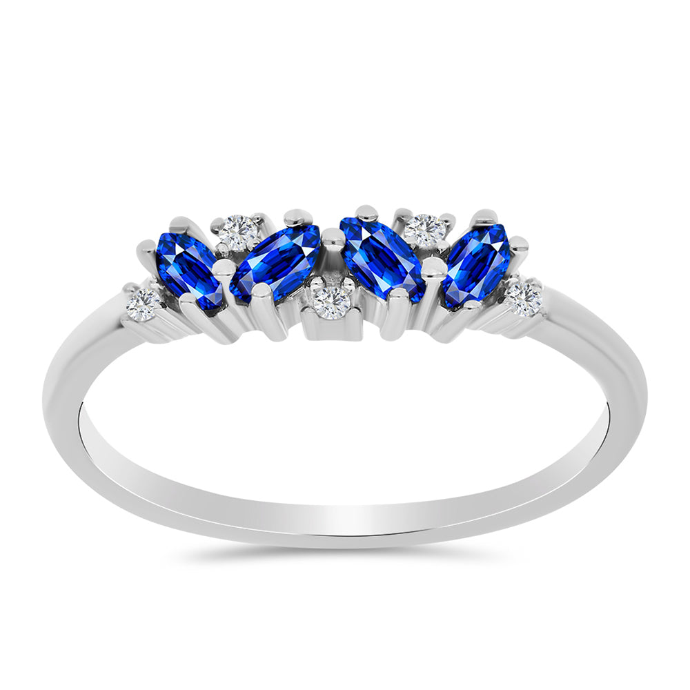 Anillo de Plata con Zafiro Azul Australiano y Topacio Blanco 3 