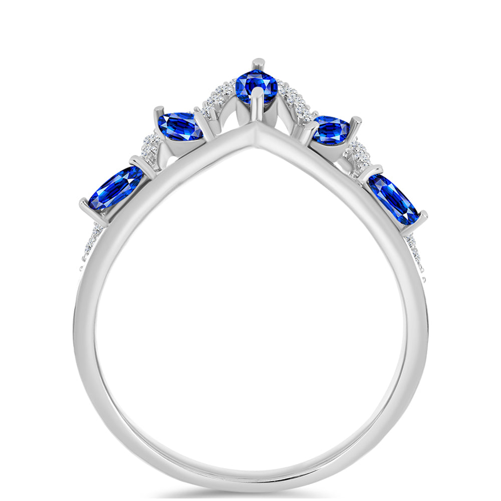 Anillo de Plata con Zafiro Azul Australiano y Topacio Blanco