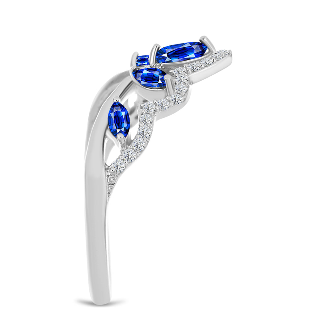 Anillo de Plata con Zafiro Azul Australiano y Topacio Blanco 4 