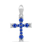 Cruz Colgante de Plata con Zafiro Azul Australiano y Topacio Blanco