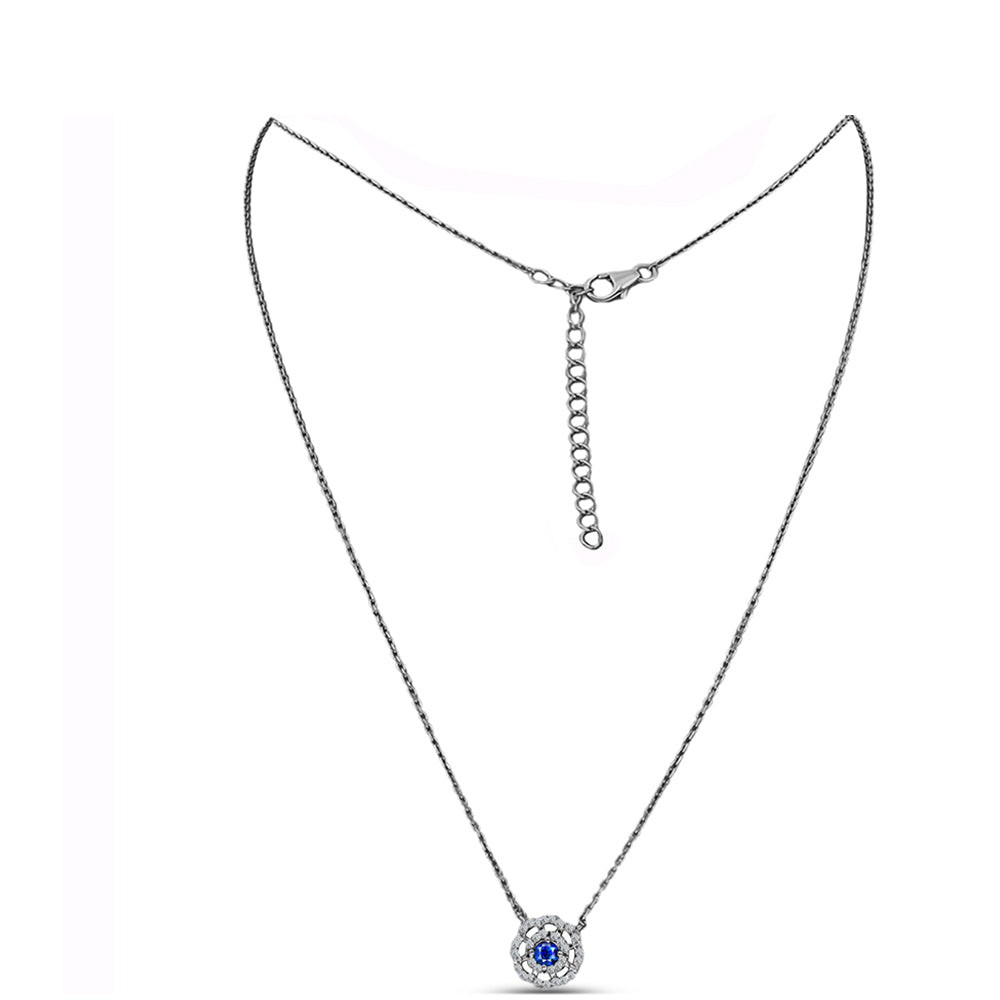 Collar de Plata con Zafiro Azul Australiano y Topacio Blanco