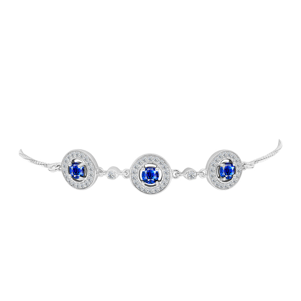 Pulsera de Plata con Zafiro Azul Australiano y Topacio Blanco