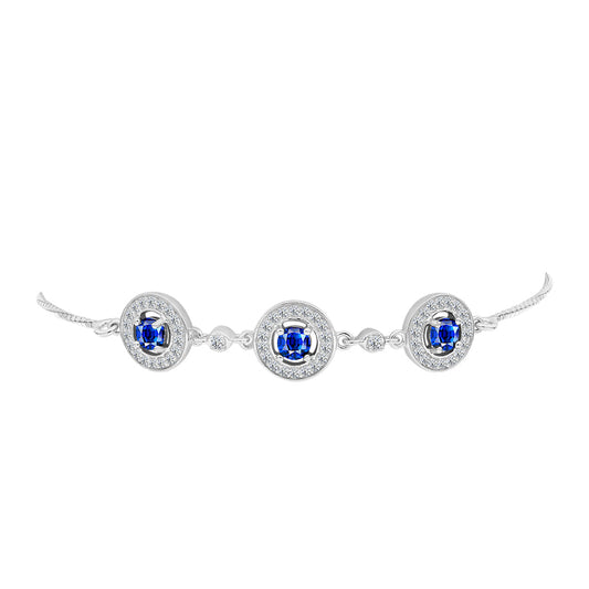Pulsera de Plata con Zafiro Azul Australiano y Topacio Blanco