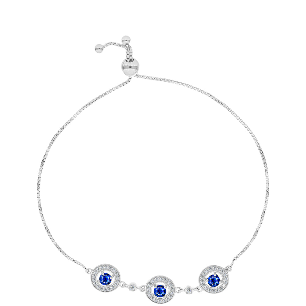 Pulsera de Plata con Zafiro Azul Australiano y Topacio Blanco 1 