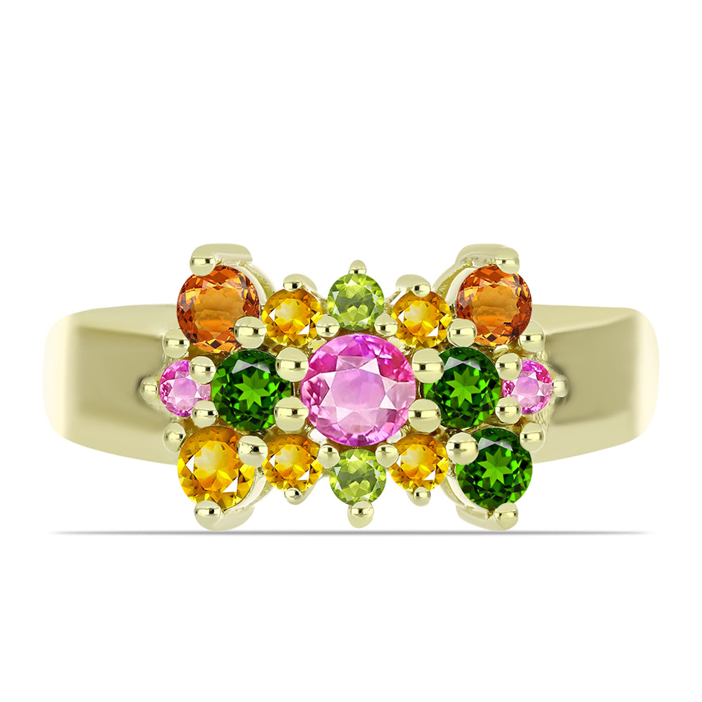 Anillo de Plata Bañada en Oro con Chakra Turmalina