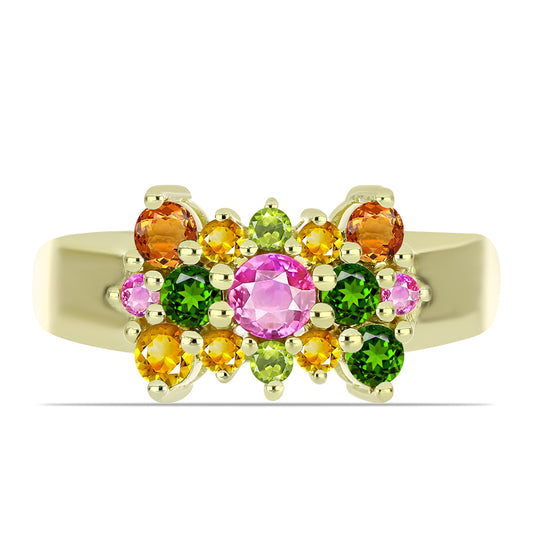 Anillo de Plata Bañada en Oro con Chakra Turmalina