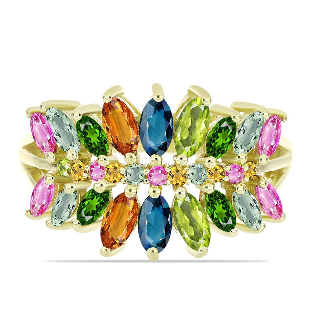 Anillo de Plata Bañada en Oro con Chakra Turmalina