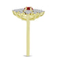 Anillo de Plata Bañada en Oro con Majestuosa moisanita roja y Topacio Blanco