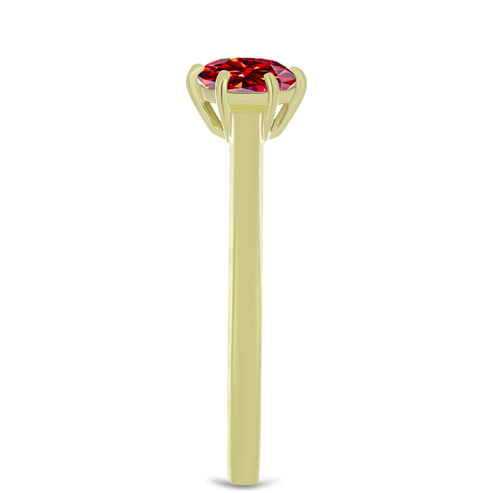 Anillo de Plata Bañada en Oro con Majestuosa moisanita roja 4 