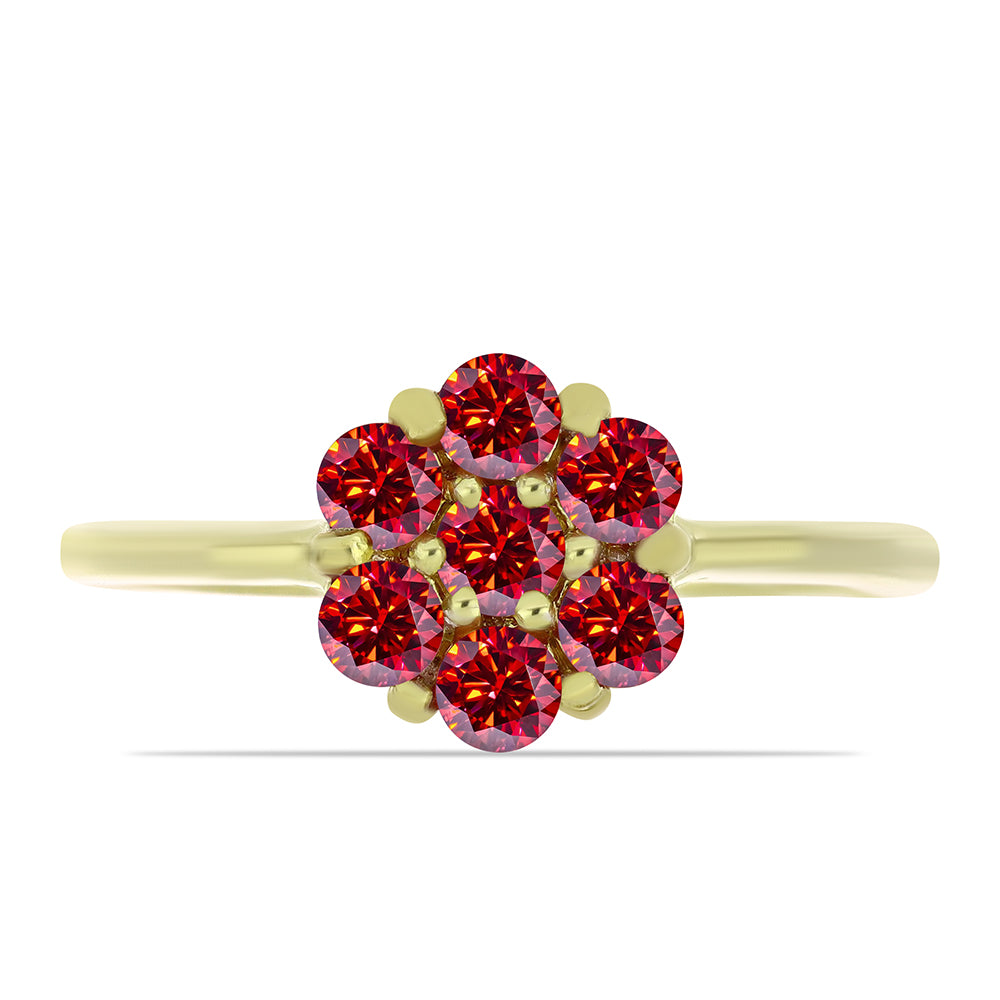 Anillo de Plata Bañada en Oro con Majestuosa moisanita roja 1 
