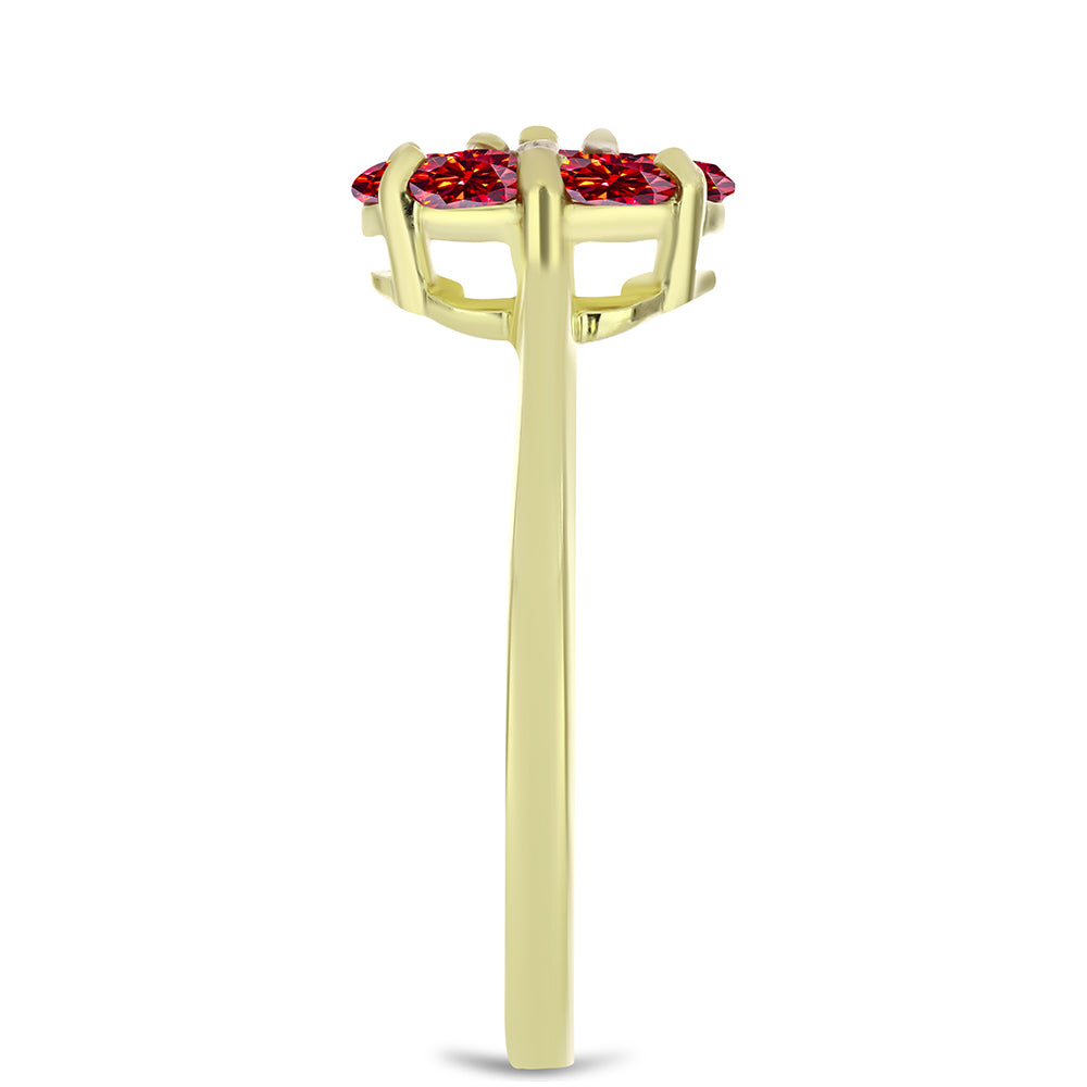 Anillo de Plata Bañada en Oro con Majestuosa moisanita roja 4 