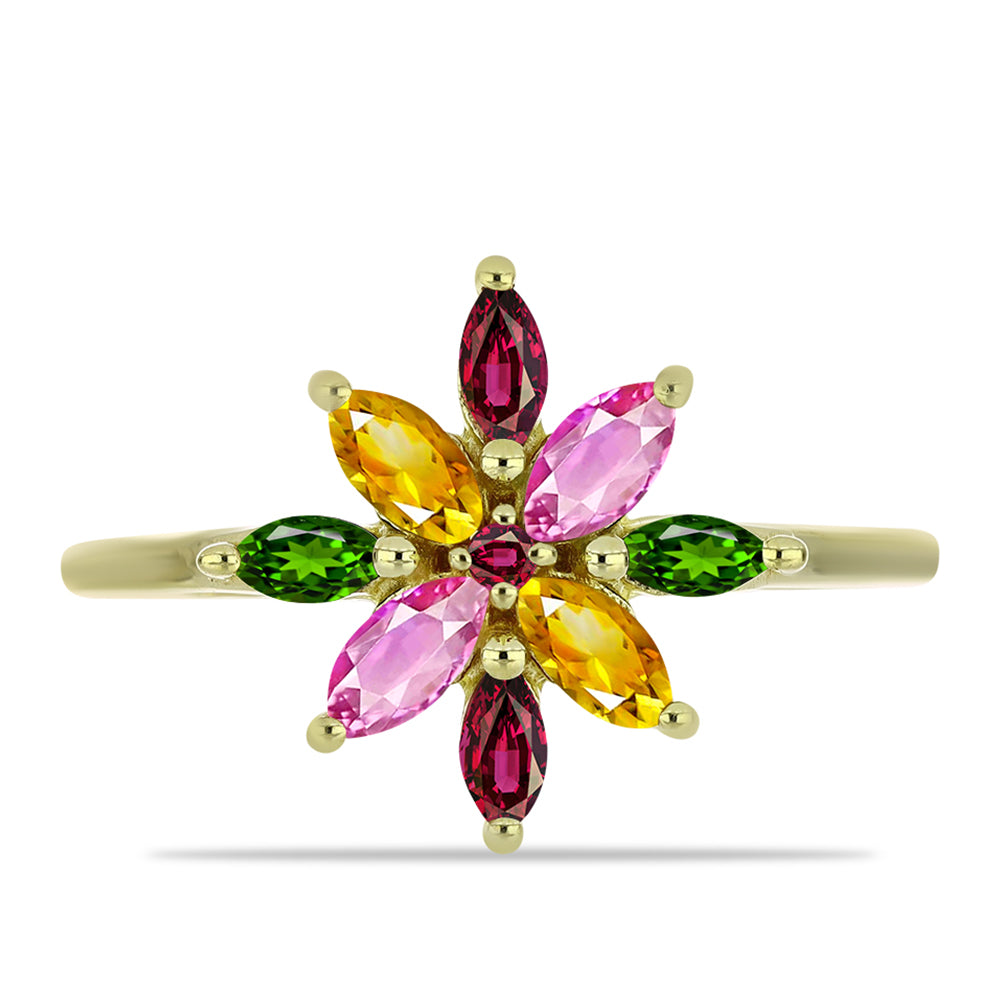 Anillo de Plata Bañada en Oro con Chakra Turmalina 1 