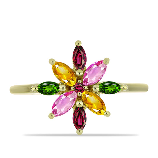 Anillo de Plata Bañada en Oro con Chakra Turmalina