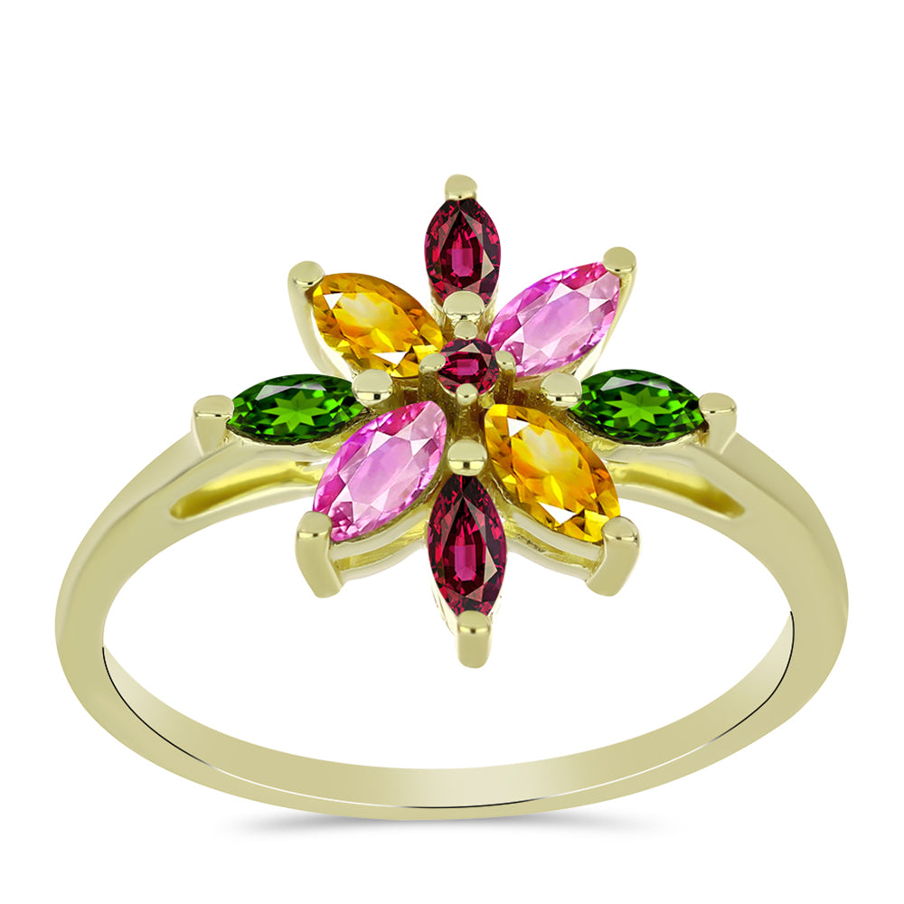 Anillo de Plata Bañada en Oro con Chakra Turmalina