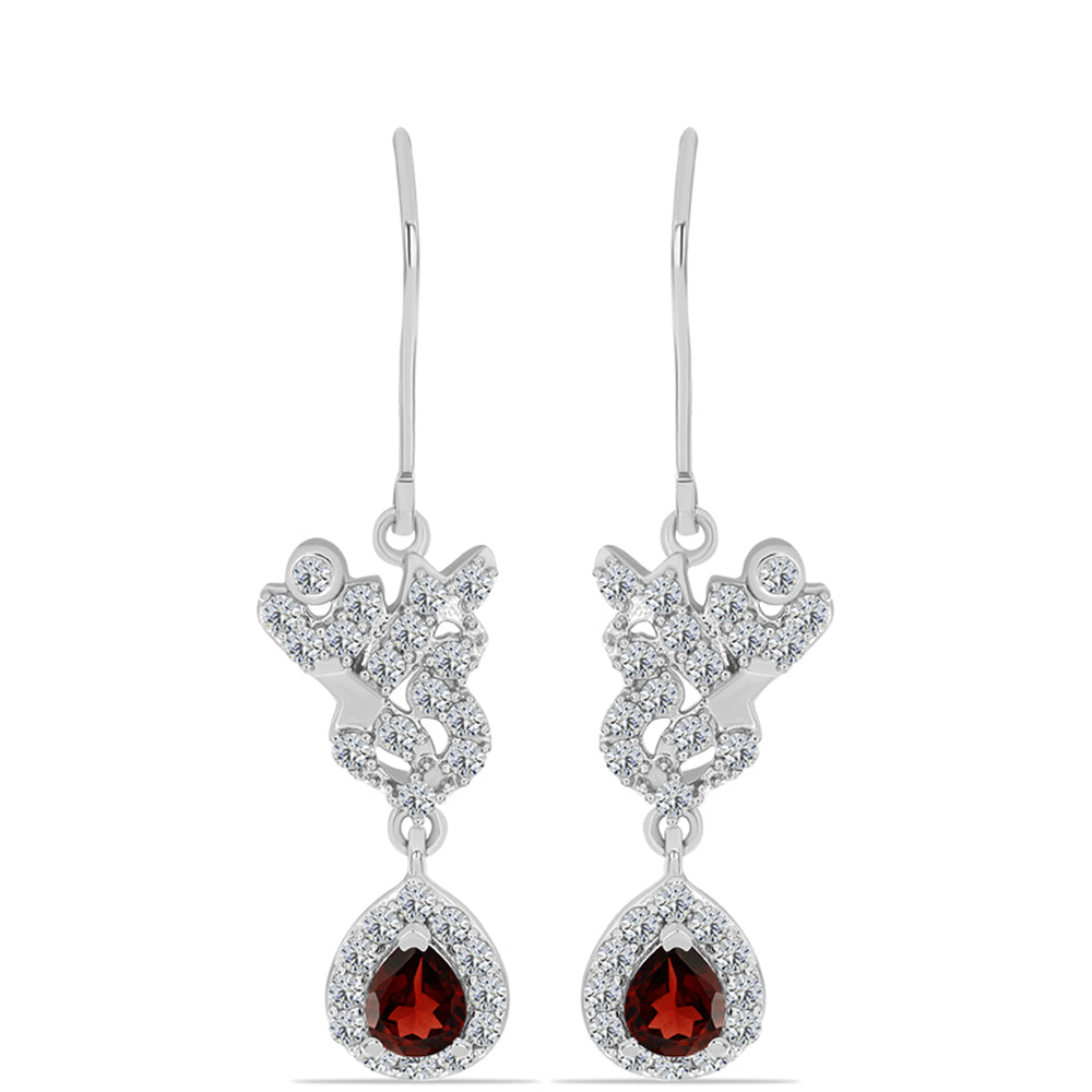 Pendientes de Plata con Granate Barton y Topacio Blanco 1 