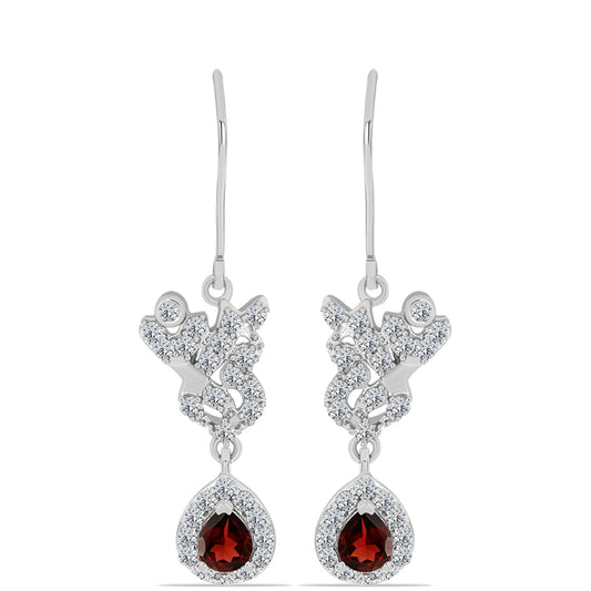 Pendientes de Plata con Granate Barton y Topacio Blanco