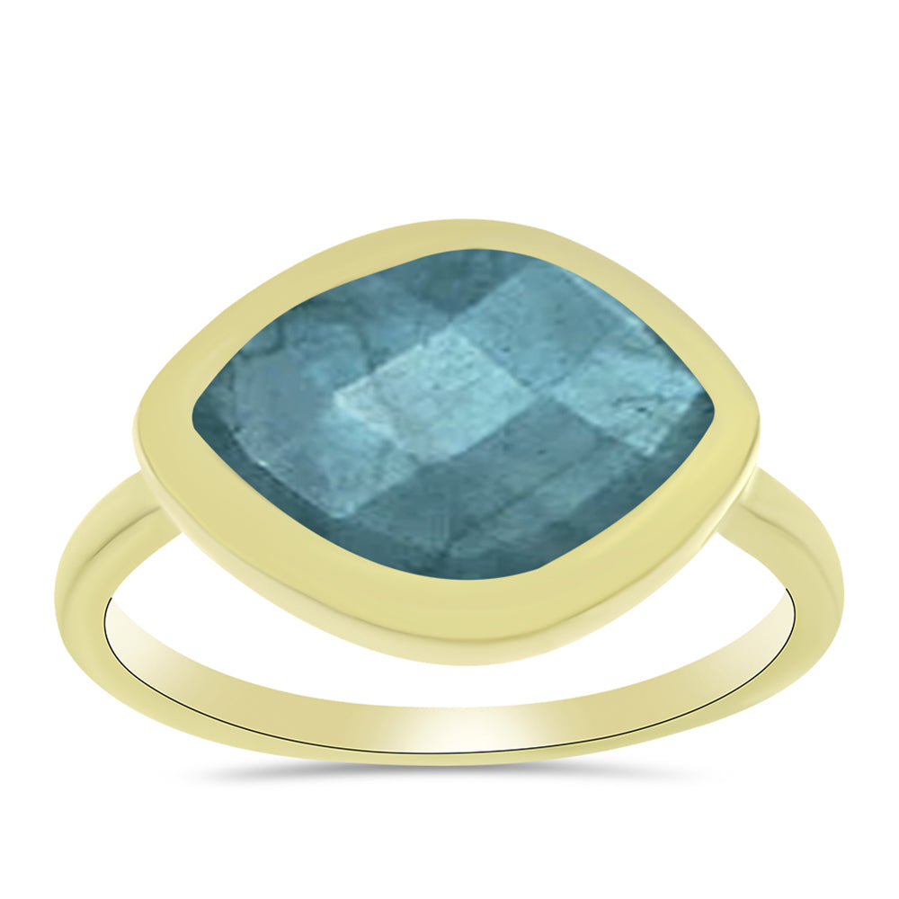 Anillo de Plata Bañada en Oro con Labradorita