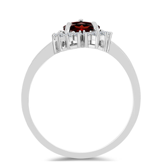 Anillo de Plata con Granate Barton y Topacio Blanco