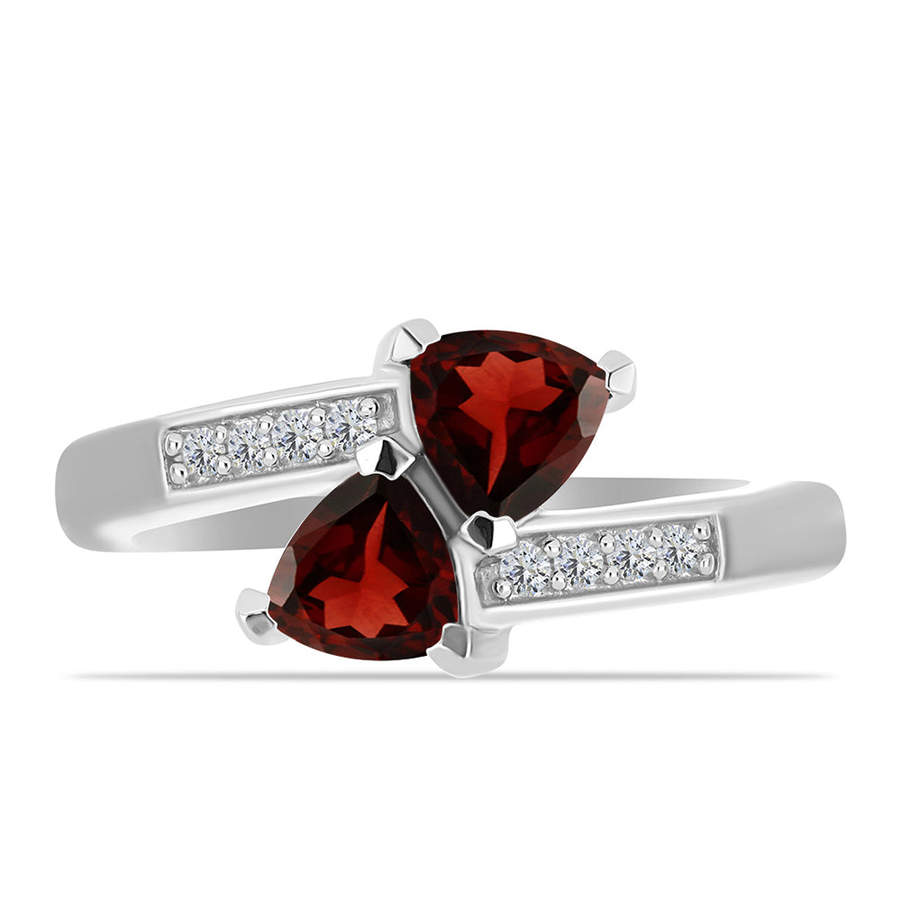 Anillo de Plata con Granate Barton y Topacio Blanco