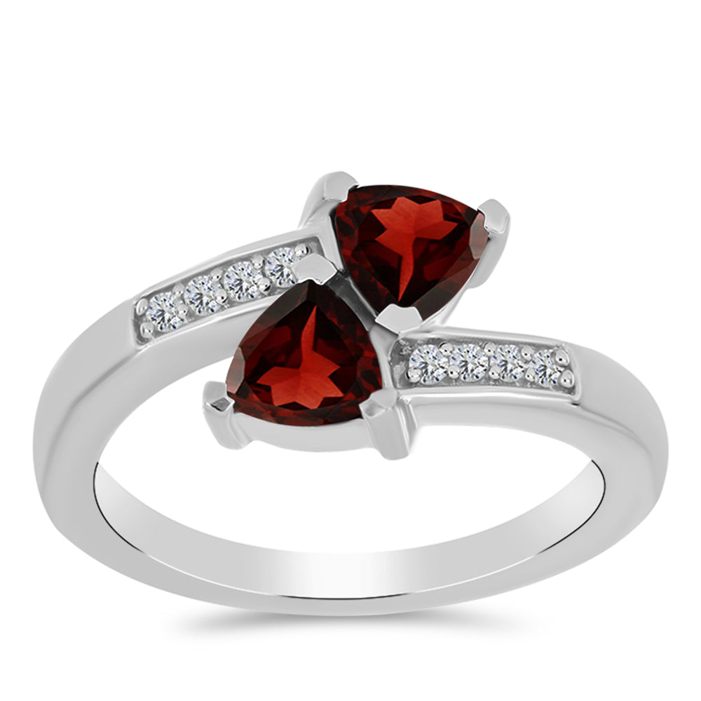 Anillo de Plata con Granate Barton y Topacio Blanco