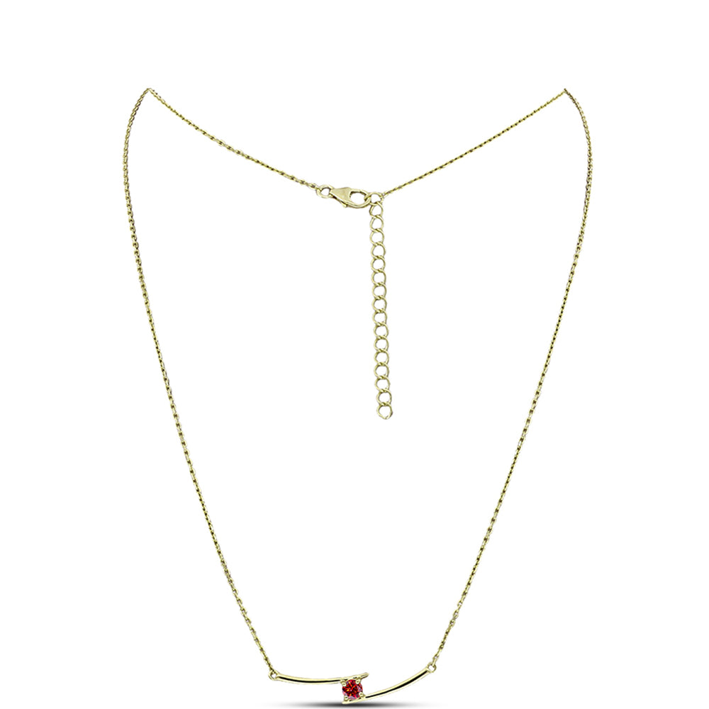 Collar de Plata Bañada en Oro con Majestuosa moisanita roja 1 